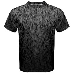 Grey Ombre Feather Pattern, Black, Men s Cotton Tee by Zandiepants