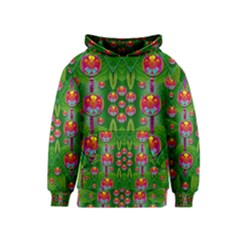 Orchid Forest Filled Of Big Flowers And Chevron Kids  Pullover Hoodie