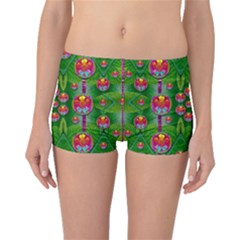 Orchid Forest Filled Of Big Flowers And Chevron Boyleg Bikini Bottoms by pepitasart