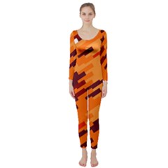 Brown Orange Shapes                                                     Long Sleeve Catsuit