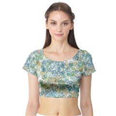 Fading Shapes Texture                                                    Short Sleeve Crop Top