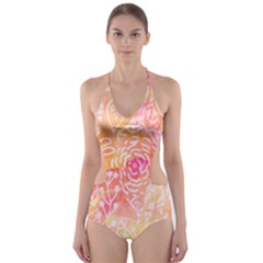 Sunny Floral Watercolor Cut-out One Piece Swimsuit