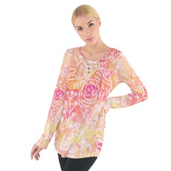 Sunny Floral Watercolor Women s Tie Up Tee