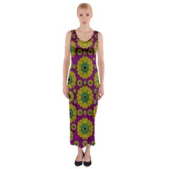 Sunroses Mixed With Stars In A Moonlight Serenade Fitted Maxi Dress