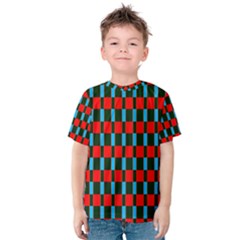 Black Red Rectangles Pattern                                                          Kid s Cotton Tee