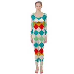 Rhombus Pattern                                                               Long Sleeve Catsuit