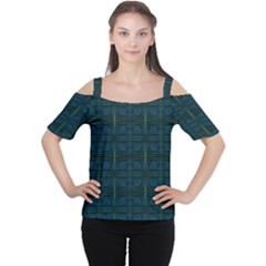 Dark Blue Teal Mod Circles Women s Cutout Shoulder Tee