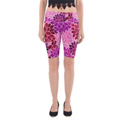 Rose Quartz Flowers Yoga Cropped Leggings