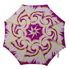 Tie Dye Pink Yellow Abstract Swirl Hook Handle Umbrellas (small)