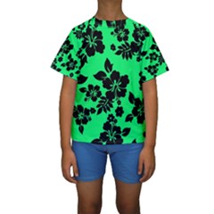 Dark Lime Hawaiian Kid s Short Sleeve Swimwear by AlohaStore