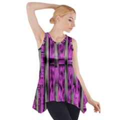 Purple Lace Landscape Abstract Shimmering Lovely In The Dark Side Drop Tank Tunic by pepitasart