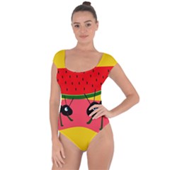 Ants And Watermelon  Short Sleeve Leotard  by Valentinaart