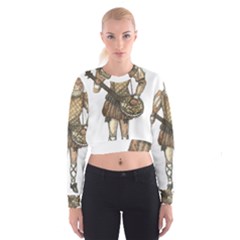 Cat Musician 01 Women s Cropped Sweatshirt by felissimha