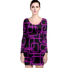 Purple And Black Elegant Design Long Sleeve Bodycon Dress by Valentinaart