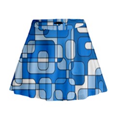 Blue Decorative Abstraction Mini Flare Skirt by Valentinaart