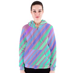 Pastel Colorful Lines Women s Zipper Hoodie