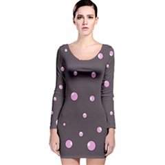 Pink Bubbles Long Sleeve Velvet Bodycon Dress by Valentinaart