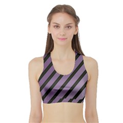 Purple Elegant Lines Sports Bra With Border