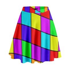 Colorful Cubes High Waist Skirt