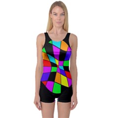 Abstract Colorful Flower One Piece Boyleg Swimsuit by Valentinaart