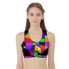 Abstract Colorful Flower Sports Bra With Border