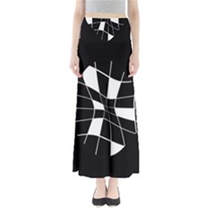 Black And White Abstract Flower Maxi Skirts