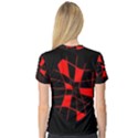 Red abstract flower Women s V-Neck Sport Mesh Tee View2