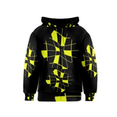 Yellow Abstract Flower Kids  Zipper Hoodie