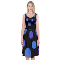 Blue Circles  Midi Sleeveless Dress