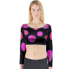 Pink Abstraction Long Sleeve Crop Top