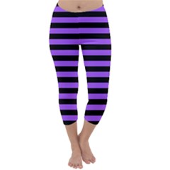 Purple Stripes Capri Winter Leggings 