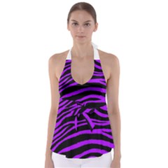 Purple Zebra Babydoll Tankini Top