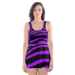 Purple Zebra Skater Dress Swimsuit