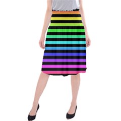 Rainbow Stripes Midi Beach Skirt by ArtistRoseanneJones