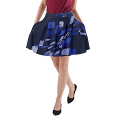 Blue Abstraction A-line Pocket Skirt by Valentinaart