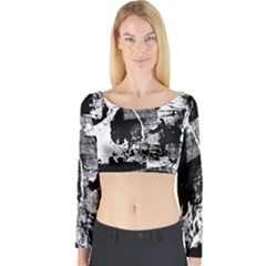 Grunge Skull Long Sleeve Crop Top