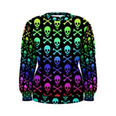 Rainbow Skull And Crossbones Pattern Women s Sweatshirt by ArtistRoseanneJones