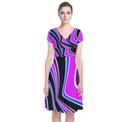 Colors Of 70 s Short Sleeve Front Wrap Dress