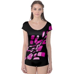 Purple Abstraction Boyleg Leotard 