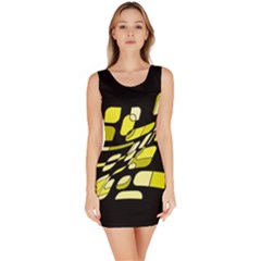 Yellow Abstraction Sleeveless Bodycon Dress