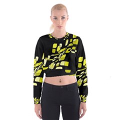 Yellow Abstraction Women s Cropped Sweatshirt by Valentinaart