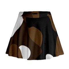 Black Brown And White Abstract 3 Mini Flare Skirt