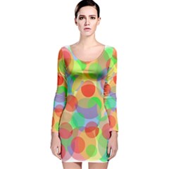 Colorful Circles Long Sleeve Velvet Bodycon Dress by Valentinaart