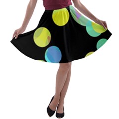 Yellow Circles A-line Skater Skirt