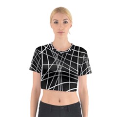 Black And White Elegant Lines Cotton Crop Top