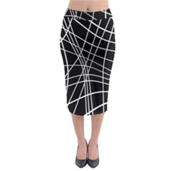 Black And White Elegant Lines Midi Pencil Skirt