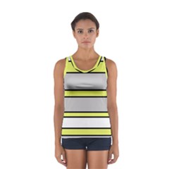 Yellow And Gray Lines Women s Sport Tank Top  by Valentinaart