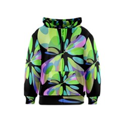 Green Abstract Flower Kids  Zipper Hoodie