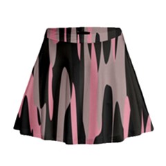 Pink And Black Camouflage Abstract Mini Flare Skirt