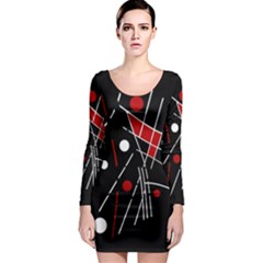 Artistic Abstraction Long Sleeve Bodycon Dress by Valentinaart